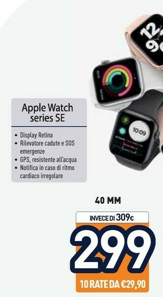 Unieuro Apple Watch SE 40 Mm OLED Oro GPS (satellitare) offerta