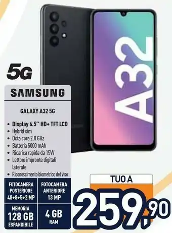 Unieuro Samsung Galaxy A32 128GB Display 6.4” FHD+ Super AMOLED Awesome Black offerta