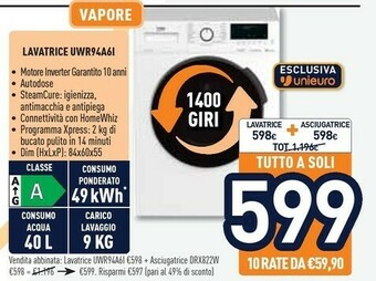 Unieuro Beko Lavatrice UWR94A61 offerta