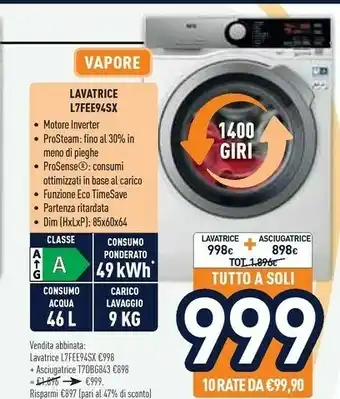 Unieuro Aeg L7FEE94SX offerta