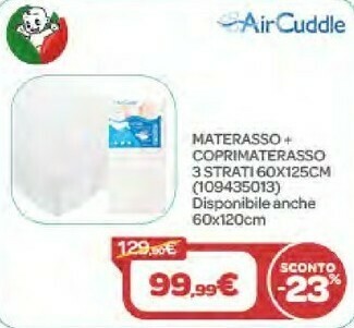 Air Cuddle Materasso + Coprimaterasso 3 Strati 60x125vm