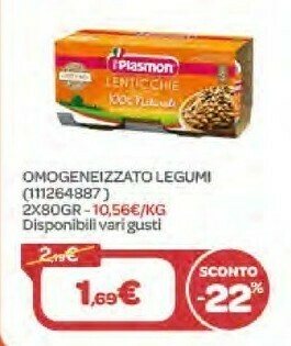 Bimbo Store Plasmon Omogeneizzato Legumi 2x80gr offerta