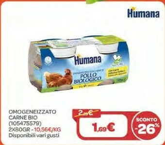 Bimbo Store Humana Omogeneizzato Carne Bio 2x80gr offerta