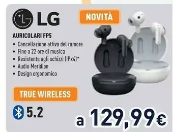 Unieuro LG TONE-FP5.CEUFLLK Cuffia E Auricolare Bluetooth Nero, Antracite offerta