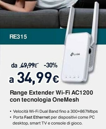 Unieuro TP-LINK RE315 Moltiplicatore Di Rete Bianco 10, 100 Mbit/s offerta