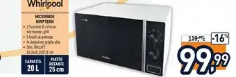 Unieuro Whirlpool MWP 103 W Superficie Piana Microonde Con Grill 20 L 700 W Nero, Bianco offerta