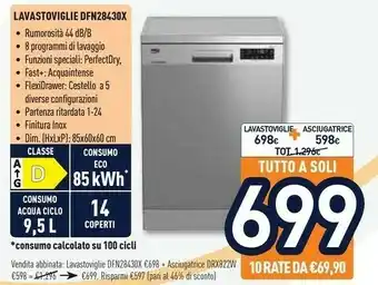 Unieuro Beko DFN28430X Lavastoviglie Libera Installazione 14 Coperti D offerta