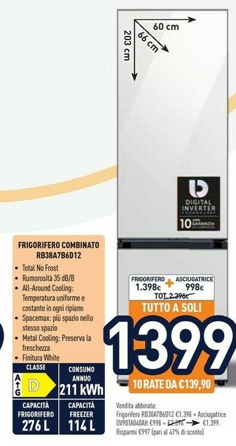 Unieuro Samsung RB38A7B6D12 Bespoke offerta