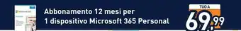 Unieuro Microsoft 365 Personal Abbonamento 12 Mesi offerta