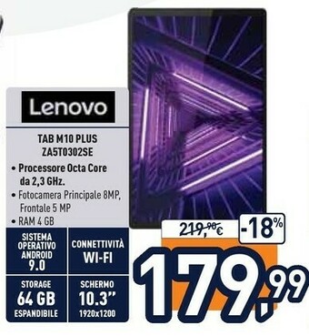 Unieuro Lenovo M10 Plus ZA5T0302SE offerta