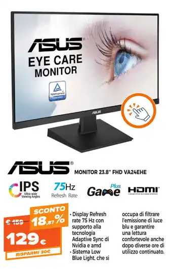 Expert Di Lella Asus Monitor 23.8" FHD VA24EHE offerta
