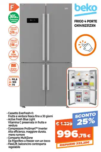 Expert Di Lella beko Frigo 4 Porte GN1416231ZXN offerta