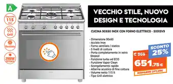 Expert Di Lella Smeg Cucina 90x60 Inox con Forno Elettrico - SX91SV9 offerta
