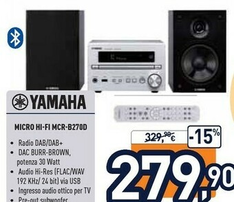 Unieuro Yamaha MCR-B270D Microsistema Audio Per La Casa Black, Argento 30 W offerta