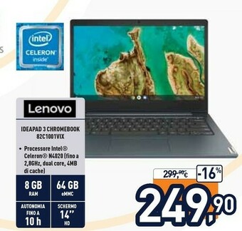 Unieuro Lenovo Ideapad 3 Chromebook 82C1001VIX offerta