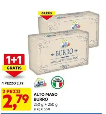 DPiù ALTO MASO BURRO 250 g + 250 g offerta