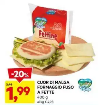 DPiù CUOR DI MALGA FORMAGGIO FUSO A FETTE 400 g offerta
