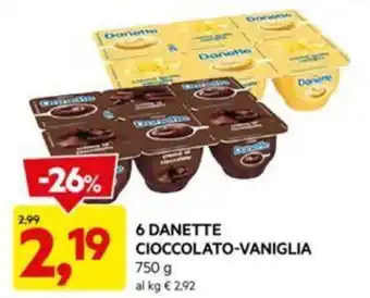 DPiù 6 DANETTE CIOCCOLATO-VANIGLIA 750 g offerta