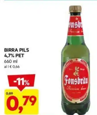DPiù BIRRA PILS 4,7% PET 660 ml offerta