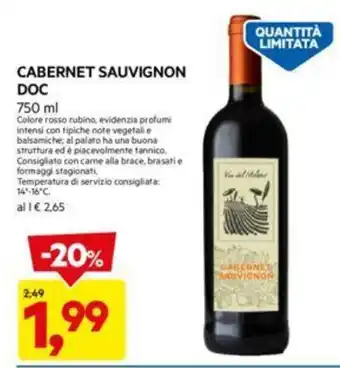 DPiù CABERNET SAUVIGNON DOC 750 ml offerta