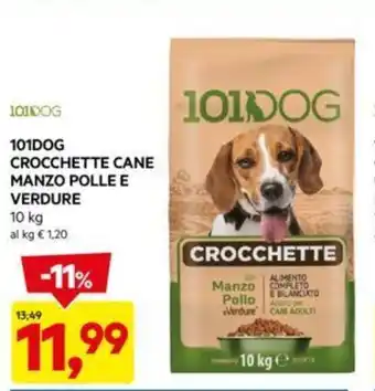 DPiù 101DOG CROCCHETTE CANE MANZO POLLE E VERDURE 10 kg offerta