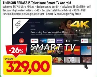 DPiù THOMSON 55UA5S13 Televisore Smart Tv Android offerta