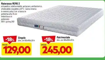 DPiù Materasso MEMO 3 Matrimoniale offerta