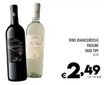 Il Centesimo VINO BIANCO/ROSSO PAOLINI VARI TIPI CL 75 offerta