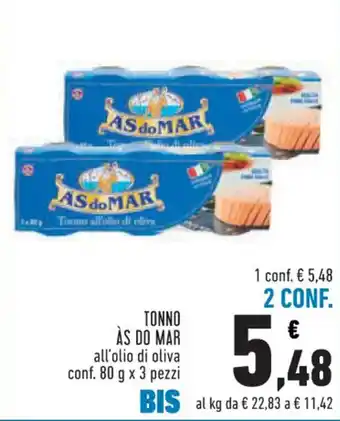 Conad City TONNO AS DO MAR all'olio di oliva conf. 80 g x 3 pezzi offerta