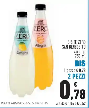 Conad City BIBITE ZERO SAN BENEDETTO vari tipi 750 ml offerta