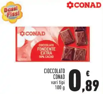 Conad City CIOCCOLATO CONAD vari tipi 100 g offerta