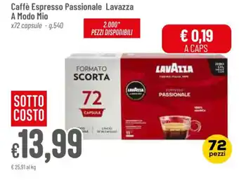 Pan Caffè Espresso Passionale Lavazza A Modo Mio x72 capsule - g.540 offerta