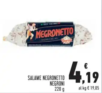 Conad City SALAME NEGRONETTO NEGRONI 220 g offerta