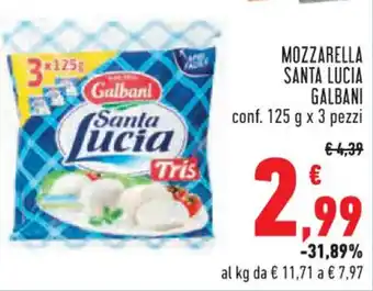 Conad City MOZZARELLA SANTA LUCIA GALBANI conf. 125 g x 3 pezzi offerta