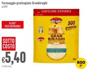 Formaggio grattugiato Granbiraghi g.500