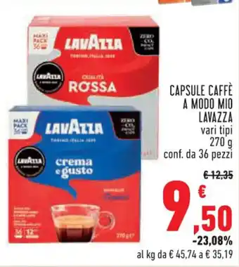 Conad City CAPSULE CAFFÈ A MODO MIO LAVAZZA vari tipi 270 g conf. da 36 pezzi offerta