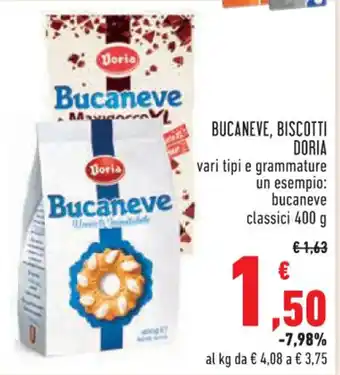 Conad City BUCANEVE, BISCOTTI DORIA vari tipi e grammature 400 g offerta