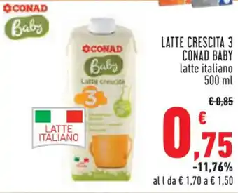 LATTE CRESCITA 3 CONAD BABY latte italiano 500 ml