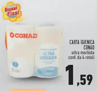 Conad City CARTA IGIENICA CONAD ultra morbida conf. da 4 rotoli offerta