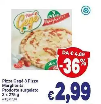 A&O Pizza Gegé 3 Pizze Margherita Prodotto Surgelato 3x275 g offerta