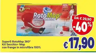 A&O Super5 RotoMap 360° Kit Secchio+ Mop con Frange in Microfibra 100% offerta