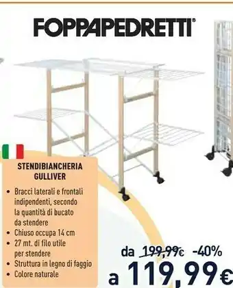 Unieuro Foppapedretti Stendibiancheria Gulliver offerta