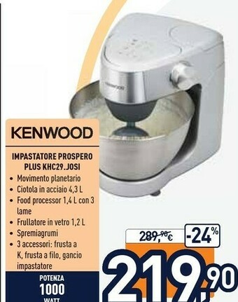 Unieuro Kenwood Impastatore Prospero KHC29.JOSI offerta
