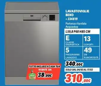 Orizzonte LAVASTOVIGLIE BEKO offerta