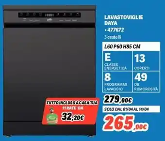 Orizzonte LAVASTOVIGLIE DAYA 3 cestelli offerta