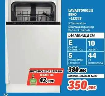 Orizzonte LAVASTOVIGLIE BEKO offerta