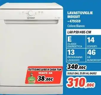 Orizzonte LAVASTOVIGLIE INDESIT Colore Bianco offerta