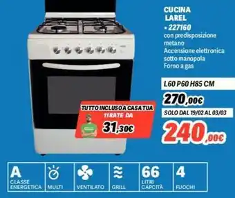 Orizzonte CUCINA LAREL L60 P60 H85 CM offerta