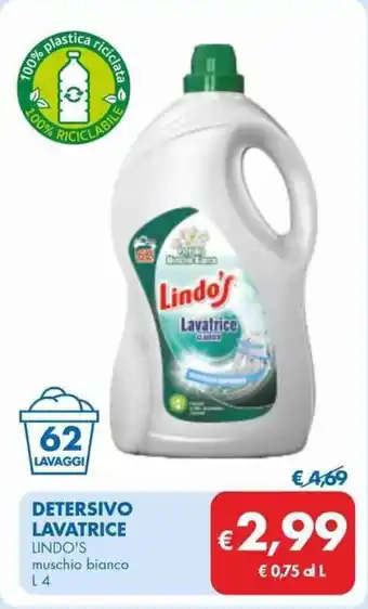 MD Discount DETERSIVO LAVATRICE LINDO'S muschio bianco L 4 offerta