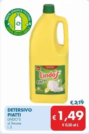 MD Discount DETERSIVO PIATTI LINDO'S al limone L 3 offerta